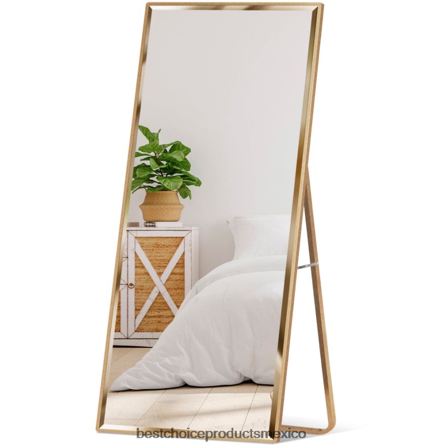 accesorio espejo grande de cuerpo entero, espejo para colgar en la pared y espejo inclinado para el piso Best Choice Products oro X080FZ651