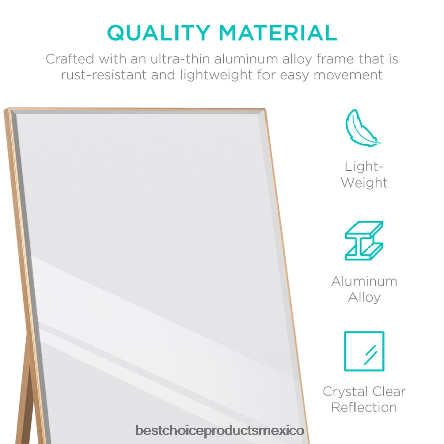 accesorio espejo grande de cuerpo entero, espejo para colgar en la pared y espejo inclinado para el piso Best Choice Products oro X080FZ651