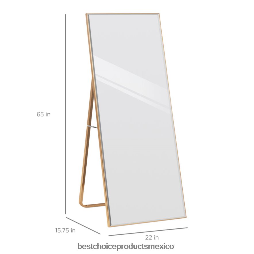 accesorio espejo grande de cuerpo entero, espejo para colgar en la pared y espejo inclinado para el piso Best Choice Products oro X080FZ651
