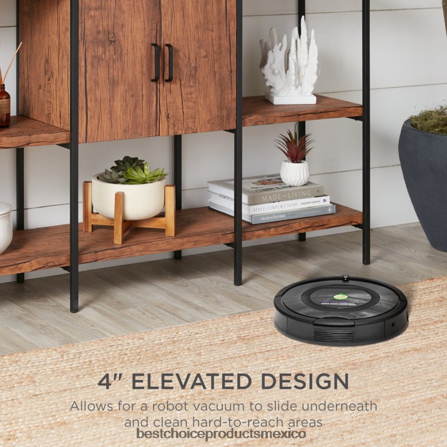 accesorio Mesa consola con estantes de 3 niveles y gabinete, patas que no rayan Best Choice Products marrón X080FZ701