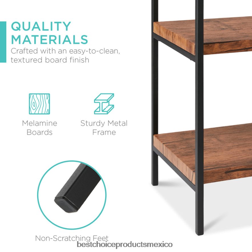 accesorio Mesa consola con estantes de 3 niveles y gabinete, patas que no rayan Best Choice Products marrón X080FZ701