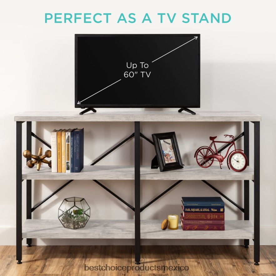 accesorio Mesa consola de pasillo industrial de 3 niveles para sala de estar, entrada Best Choice Products gris X080FZ590