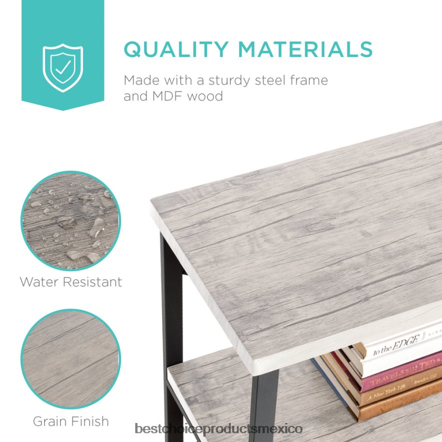 accesorio Mesa consola de pasillo industrial de 3 niveles para sala de estar, entrada Best Choice Products gris X080FZ590