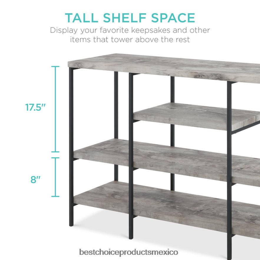 accesorio Mesa consola industrial de 4 niveles con estantes altos Best Choice Products gris X080FZ723