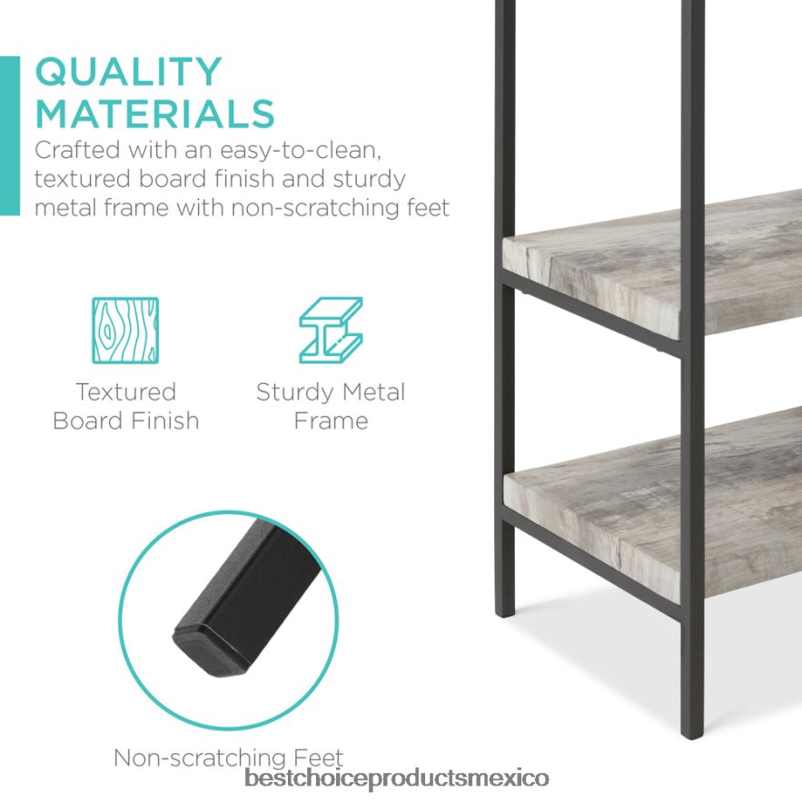 accesorio Mesa consola industrial de 4 niveles con estantes altos Best Choice Products gris X080FZ723