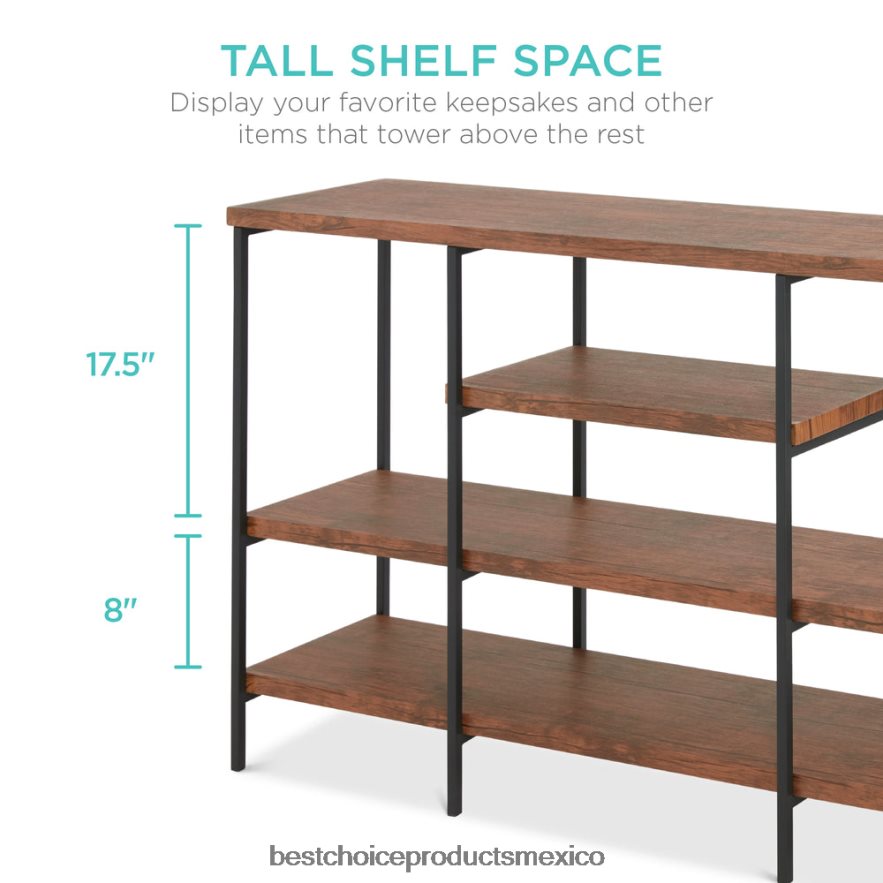 accesorio Mesa consola industrial de 4 niveles con estantes altos Best Choice Products marrón X080FZ724