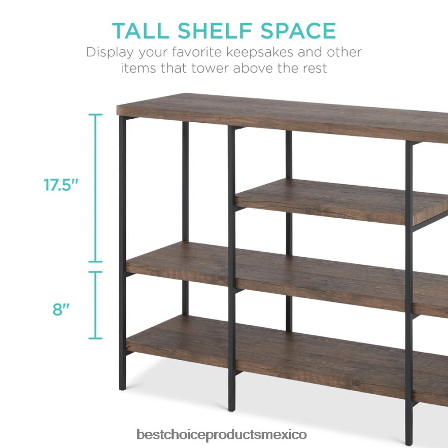 accesorio Mesa consola industrial de 4 niveles con estantes altos Best Choice Products nuez oscura X080FZ725