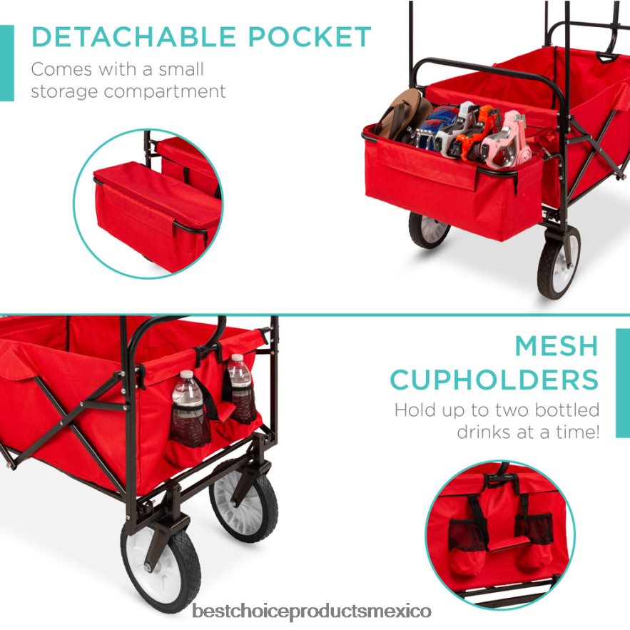accesorio carro utilitario con diseño plegable, 2 portavasos, cubierta extraíble Best Choice Products rojo X080FZ1136