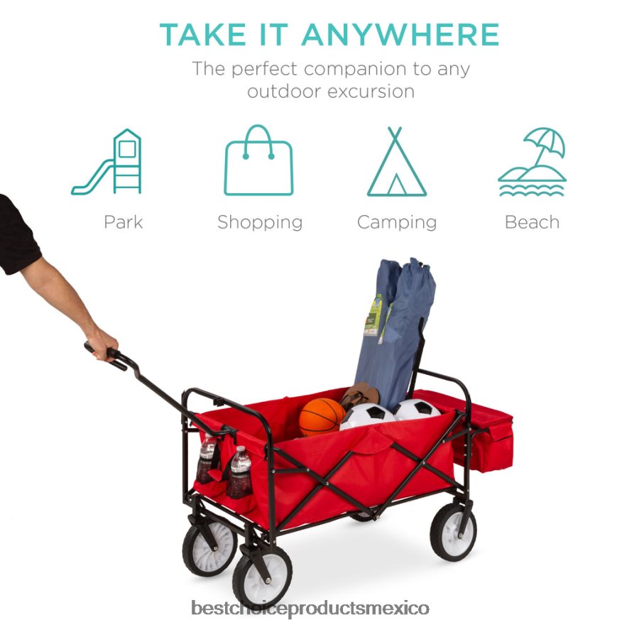 accesorio carro utilitario con diseño plegable, 2 portavasos, cubierta extraíble Best Choice Products rojo X080FZ1136