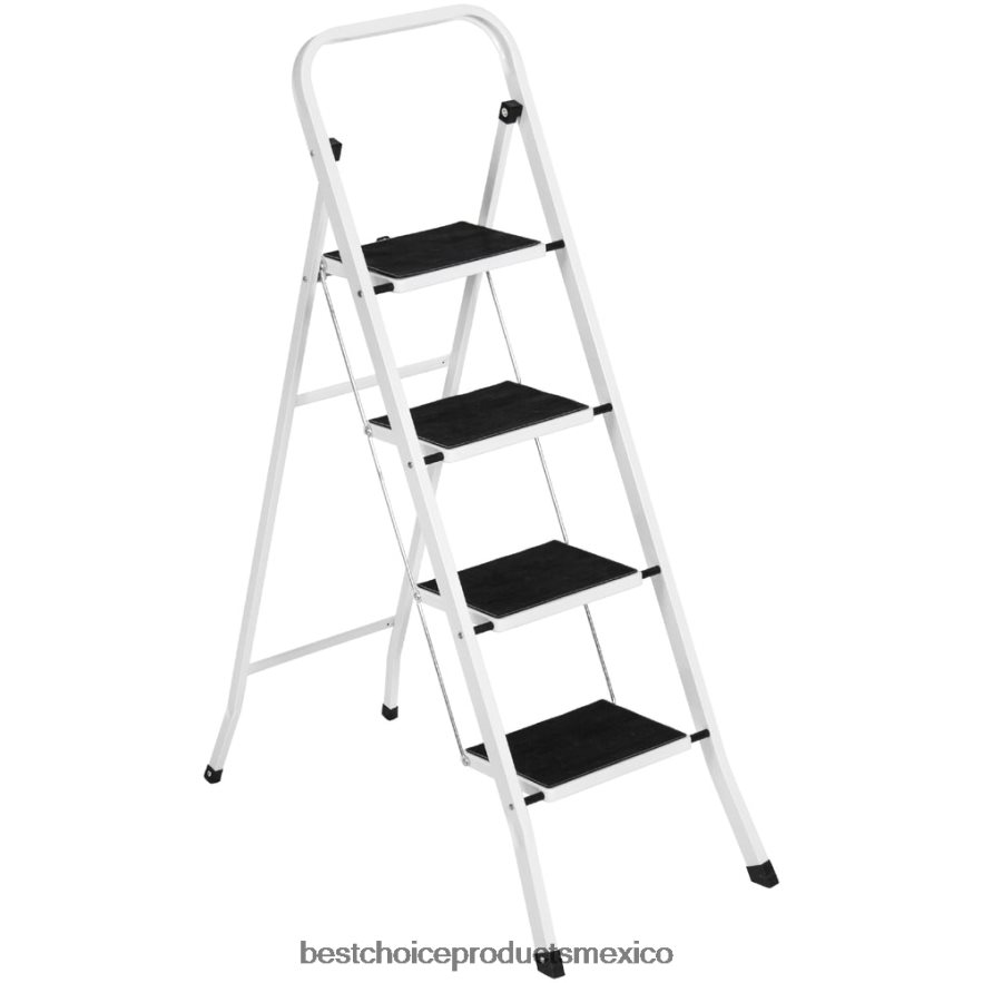 accesorio Escalera plegable de acero de 4 escalones con pasamanos, escalones anchos, capacidad de 330 lb Best Choice Products blanco X080FZ1182