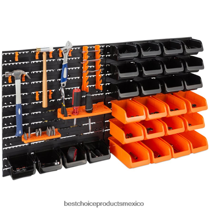accesorio Estante de almacenamiento de garaje montado en la pared de 44 piezas, organizador de herramientas Best Choice Products negro/naranja X080FZ1176
