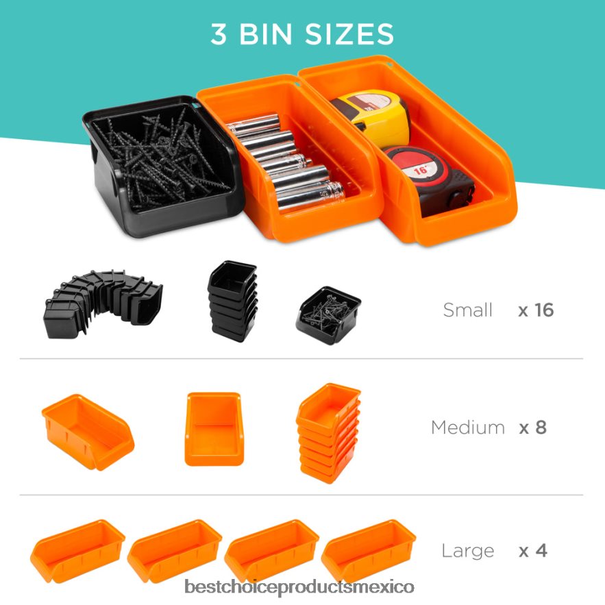 accesorio Estante de almacenamiento de garaje montado en la pared de 44 piezas, organizador de herramientas Best Choice Products negro/naranja X080FZ1176