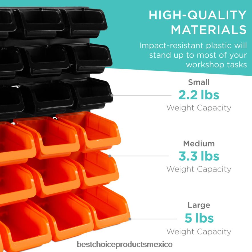accesorio Estante de almacenamiento de garaje montado en la pared de 44 piezas, organizador de herramientas Best Choice Products negro/naranja X080FZ1176