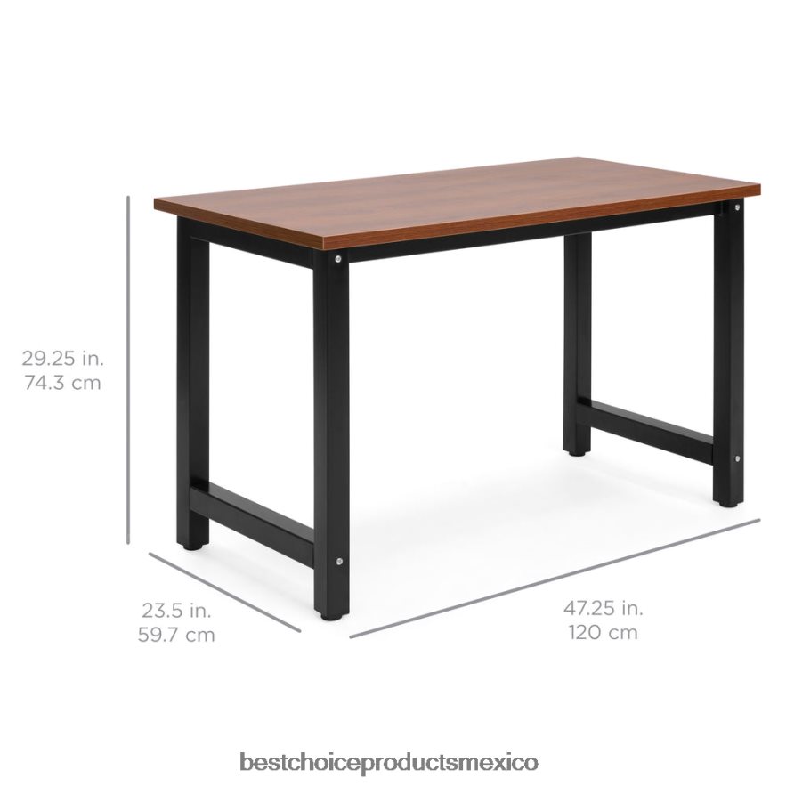 accesorio Mesa de estación de trabajo de escritorio para computadora de oficina en casa de 47,25x23,5 pulgadas con patas ajustables Best Choice Products marrón X080FZ1274