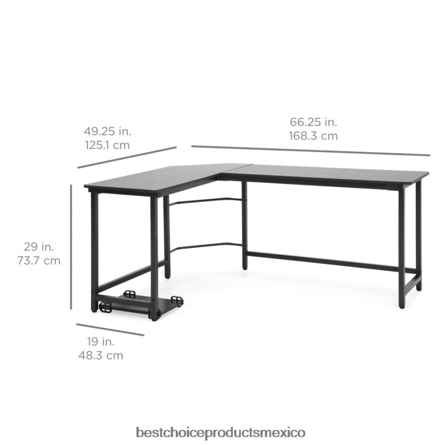 accesorio Mesa de trabajo esquinera moderna en forma de L para ordenador con soporte para CPU Best Choice Products negro X080FZ364