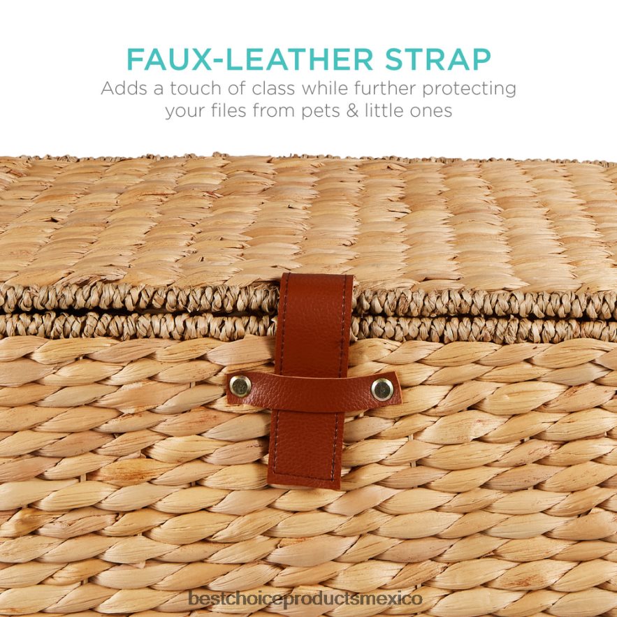 accesorio Cesta de almacenamiento móvil para archivador rodante de jacinto de agua con tapa y ruedas Best Choice Products natural X080FZ692