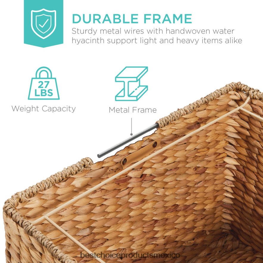 accesorio Cesta de almacenamiento móvil para archivador rodante de jacinto de agua con tapa y ruedas Best Choice Products natural X080FZ692