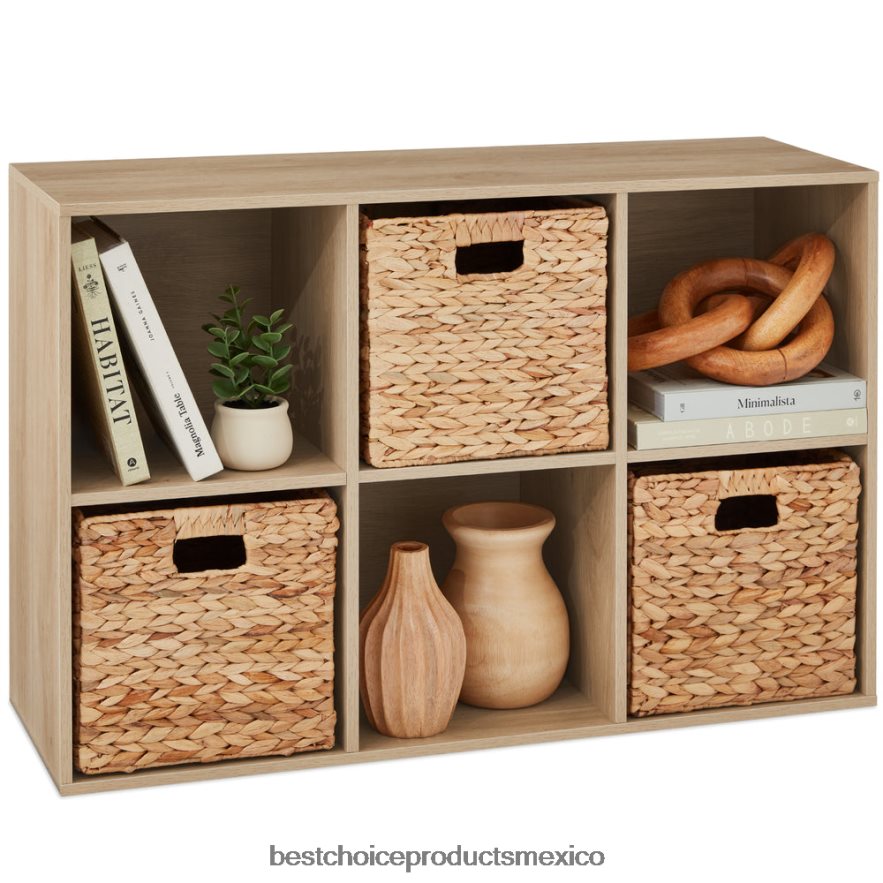 accesorio Estantería de 6 cubos, pantalla de almacenamiento de 11 pulgadas con paneles extraíbles, personalizable Best Choice Products roble claro X080FZ376