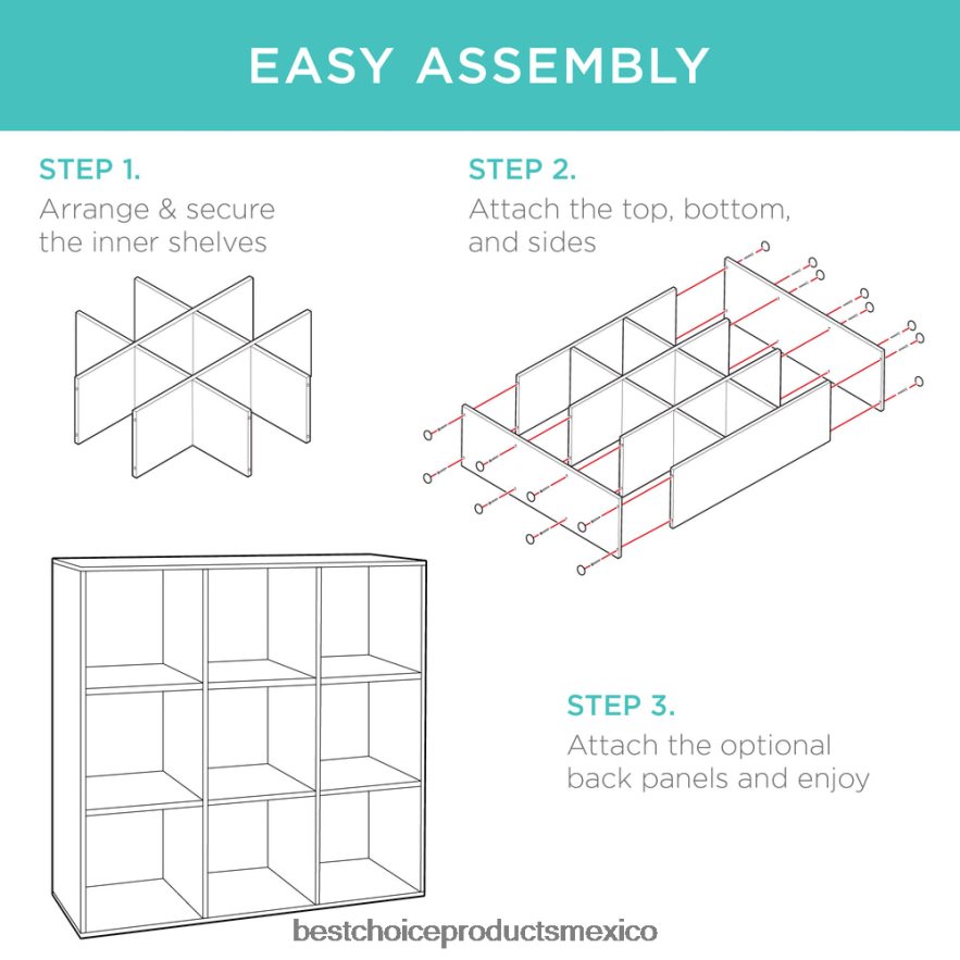 accesorio Estantería de almacenamiento de 9 cubos con 3 paneles extraíbles, diseño personalizable Best Choice Products nuez X080FZ618