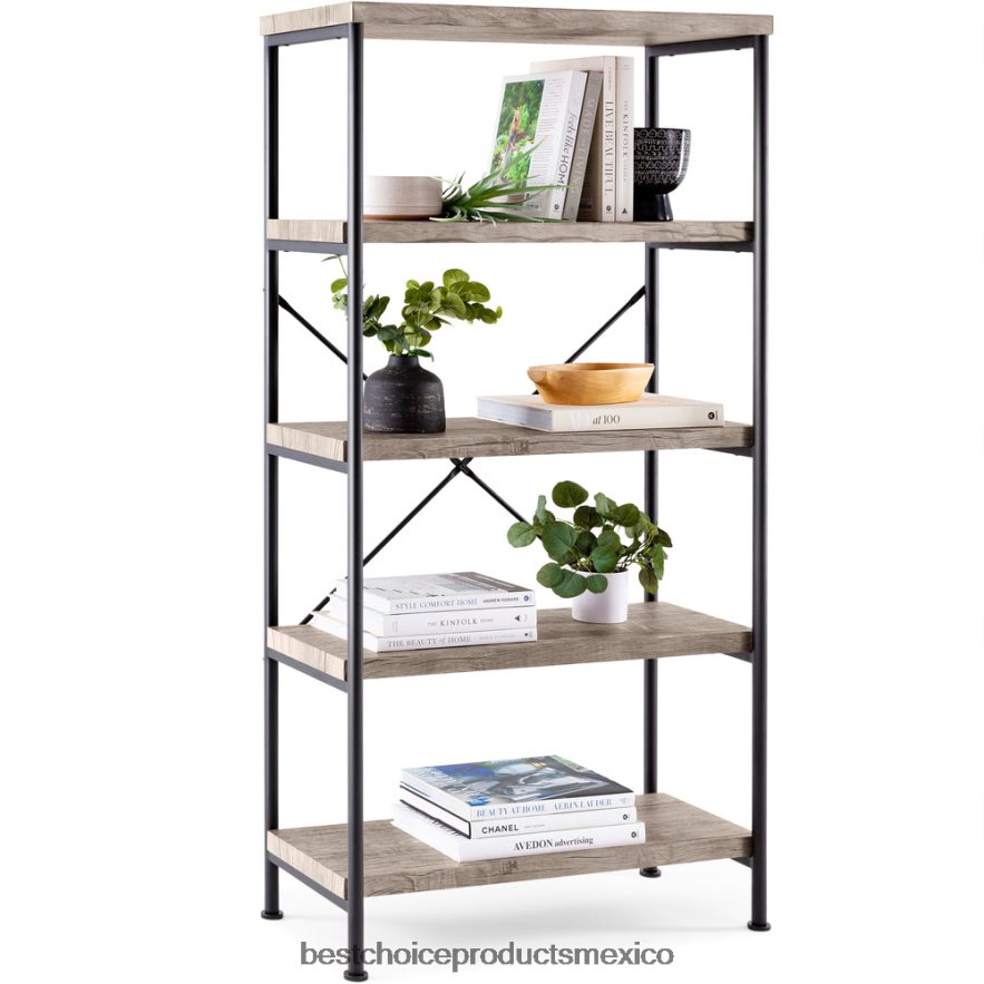 accesorio Estantería industrial de 5 niveles con estructura de metal y estantes de madera. Best Choice Products gris X080FZ690