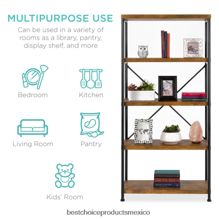 accesorio Estantería industrial de 5 niveles con estructura de metal y estantes de madera. Best Choice Products marrón X080FZ691