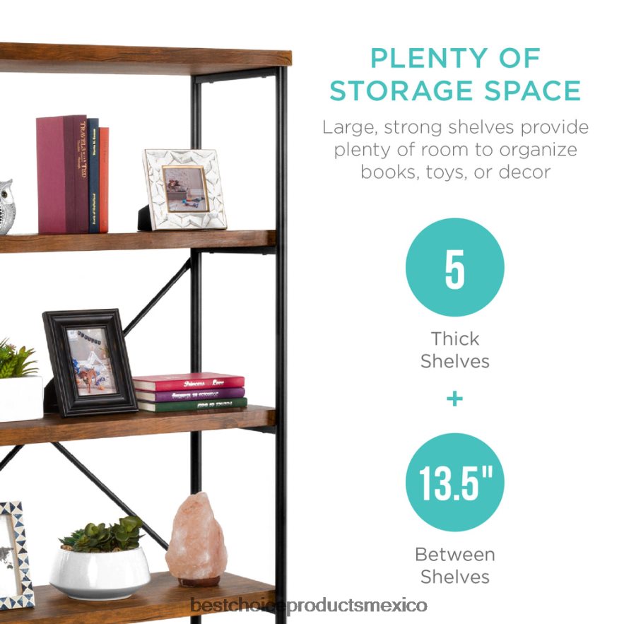accesorio Estantería industrial de 5 niveles con estructura de metal y estantes de madera. Best Choice Products marrón X080FZ691