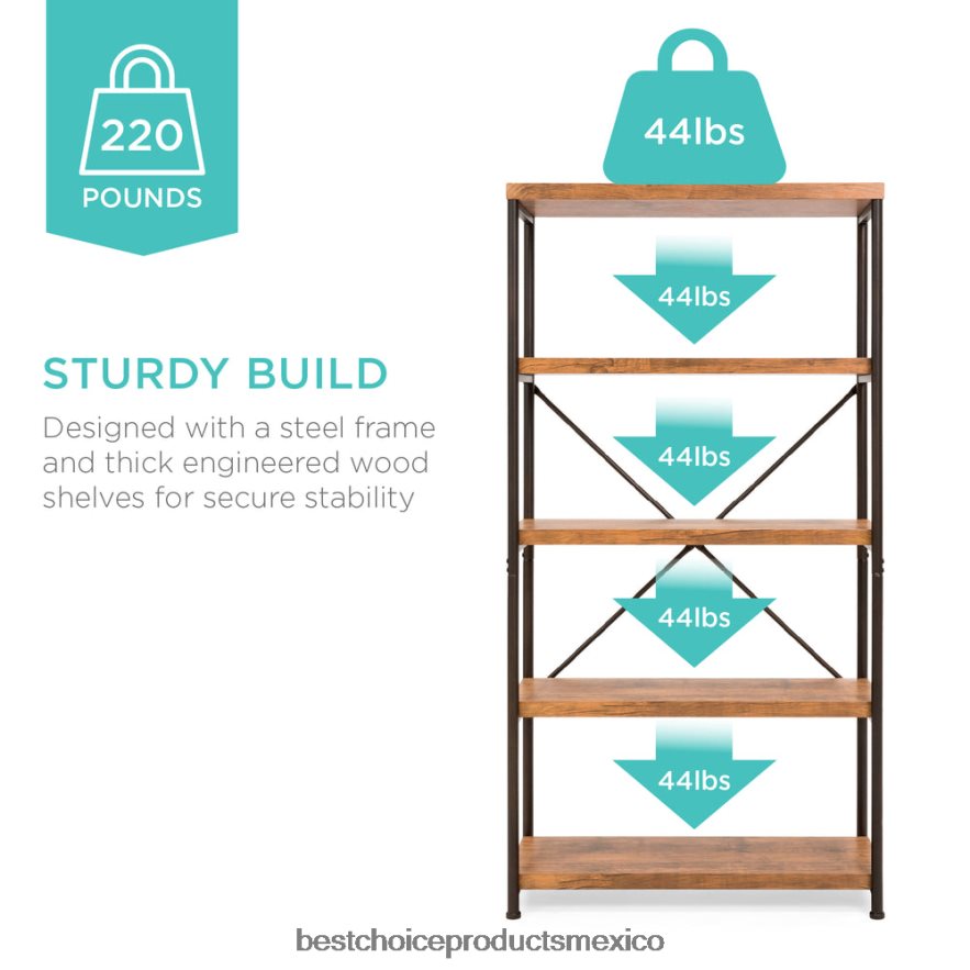 accesorio Estantería industrial de 5 niveles con estructura de metal y estantes de madera. Best Choice Products marrón X080FZ691