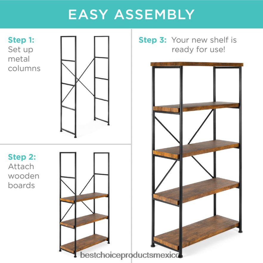 accesorio Estantería industrial de 5 niveles con estructura de metal y estantes de madera. Best Choice Products marrón X080FZ691
