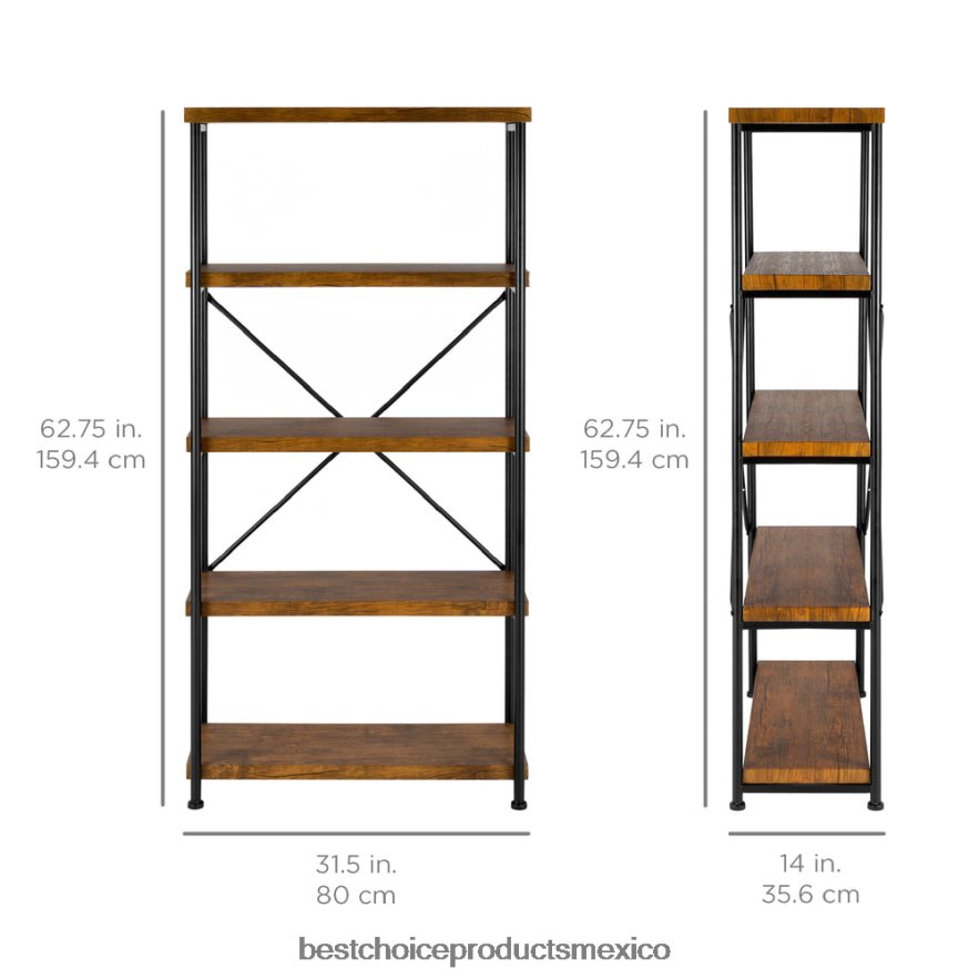 accesorio Estantería industrial de 5 niveles con estructura de metal y estantes de madera. Best Choice Products marrón X080FZ691