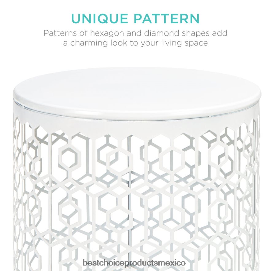 accesorio Juego de 2 mesitas de noche decorativas con mesa auxiliar redonda y diseño anidado. Best Choice Products blanco X080FZ1245