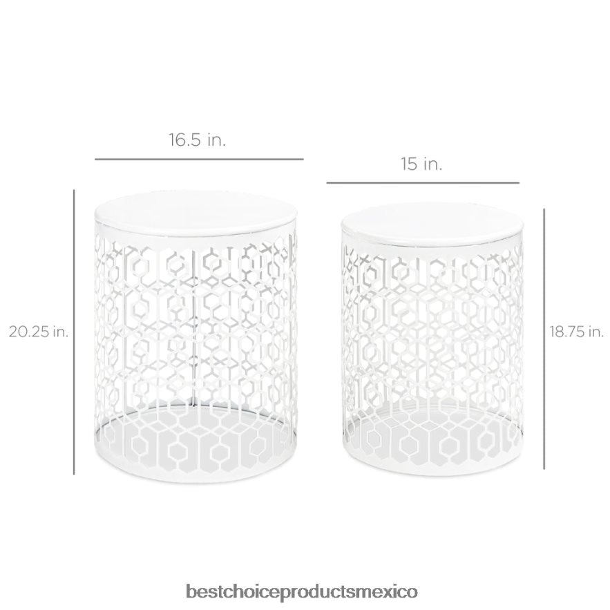 accesorio Juego de 2 mesitas de noche decorativas con mesa auxiliar redonda y diseño anidado. Best Choice Products blanco X080FZ1245