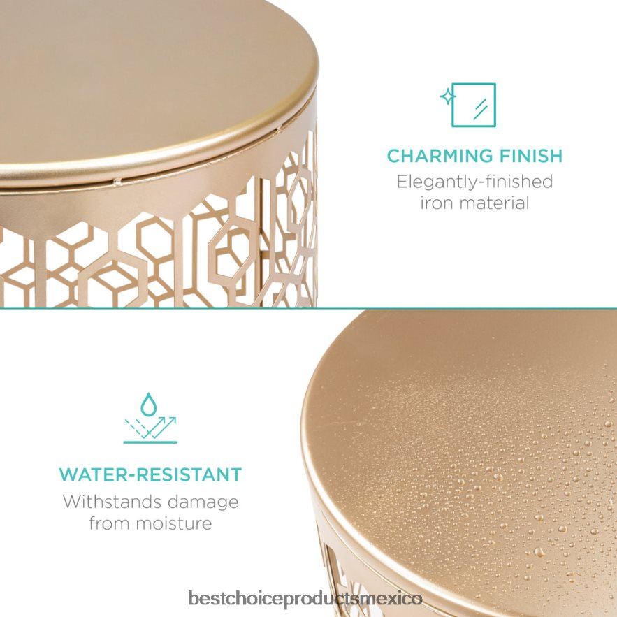 accesorio Juego de 2 mesitas de noche decorativas con mesa auxiliar redonda y diseño anidado. Best Choice Products blanco X080FZ1245