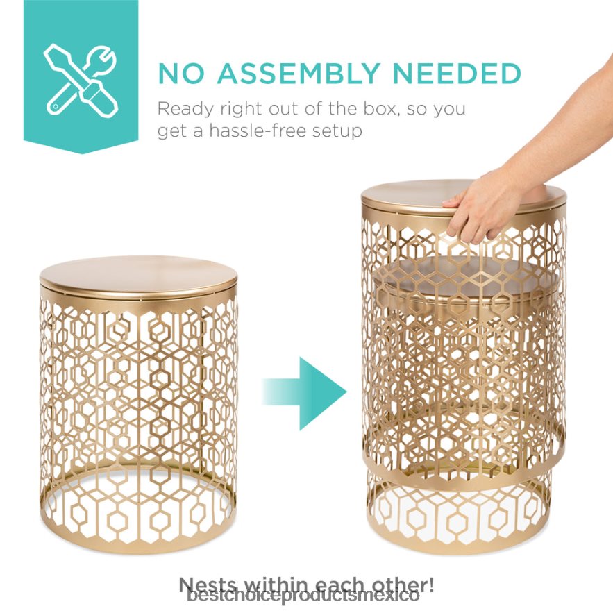 accesorio Juego de 2 mesitas de noche decorativas con mesa auxiliar redonda y diseño anidado. Best Choice Products blanco X080FZ1245