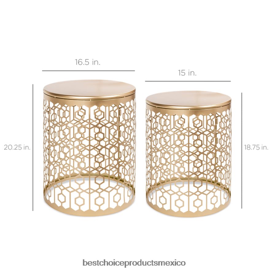 accesorio Juego de 2 mesitas de noche decorativas con mesa auxiliar redonda y diseño anidado. Best Choice Products blanco X080FZ1245