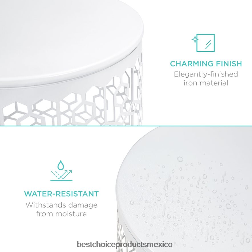 accesorio Juego de 2 mesitas de noche decorativas con mesa auxiliar redonda y diseño anidado. Best Choice Products blanco X080FZ1245