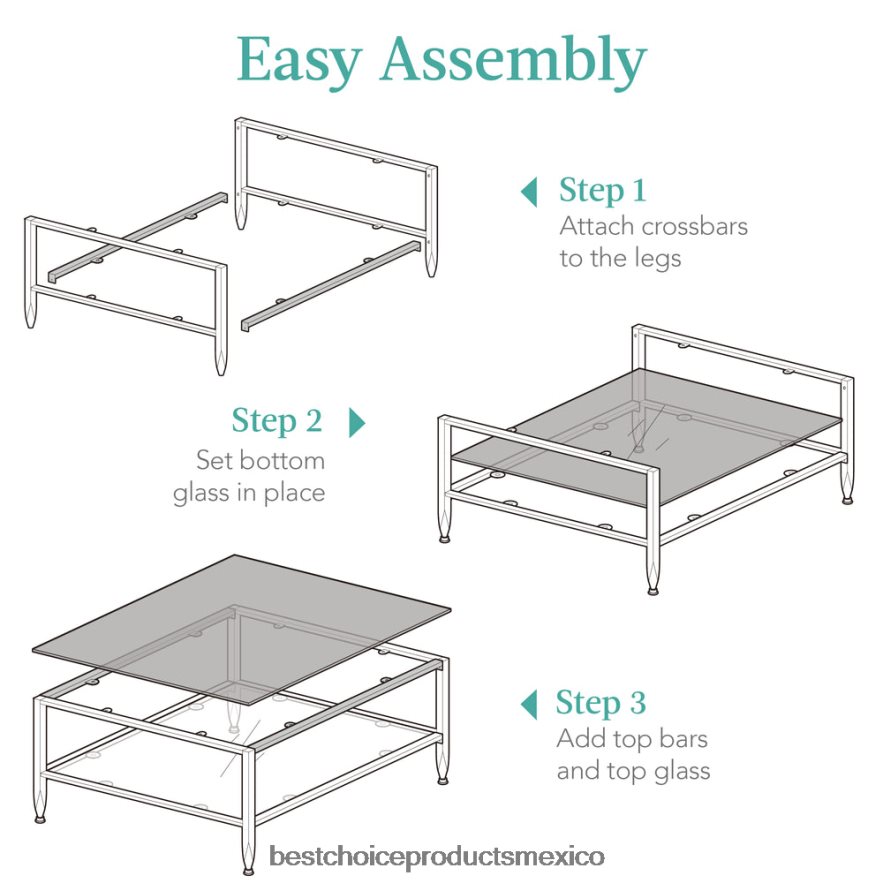 accesorio Mesa de centro cuadrada grande de 2 niveles decorativa para sala de estar con tapa de vidrio Best Choice Products negro X080FZ1254
