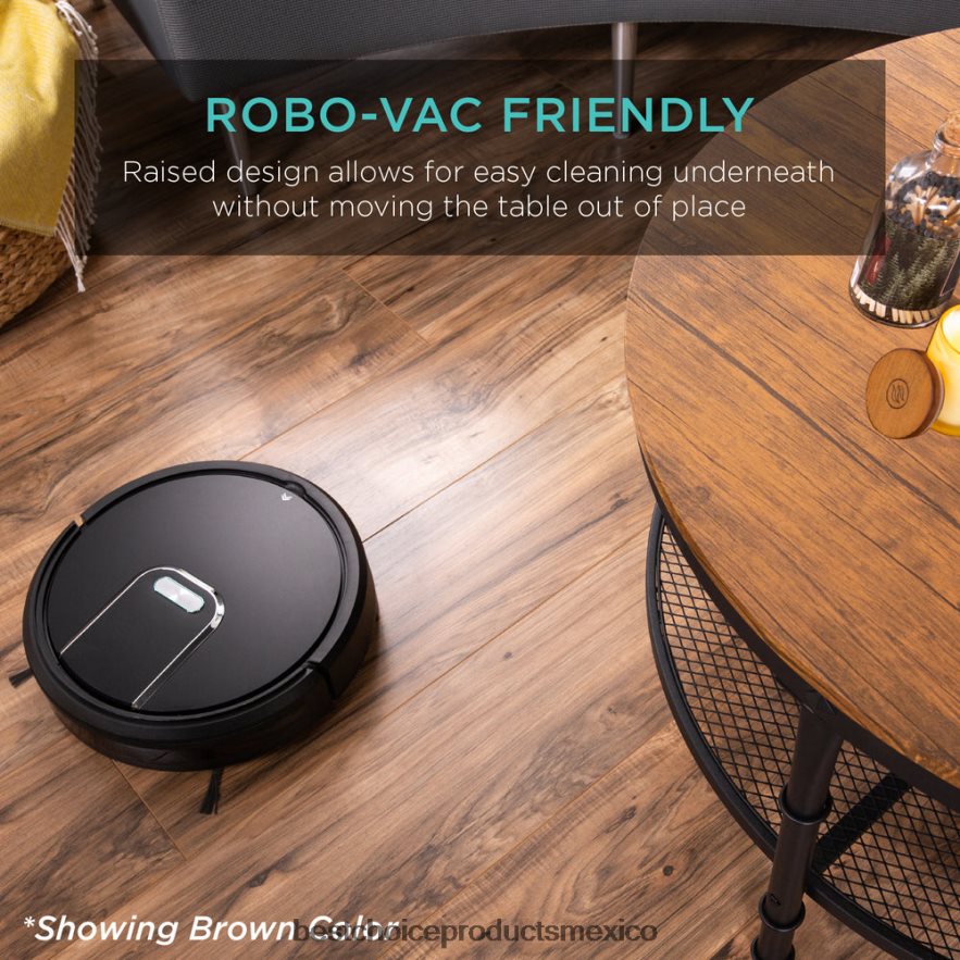 accesorio Mesa de centro industrial redonda de madera y acero de 2 niveles, estantes de almacenamiento Best Choice Products gris X080FZ356