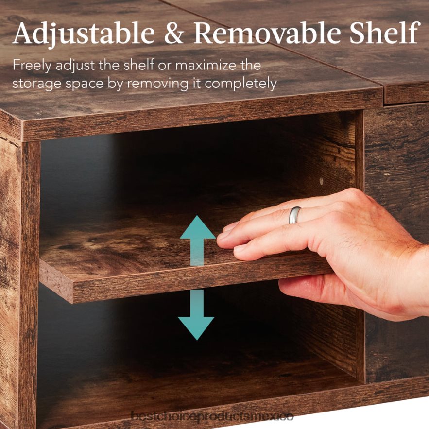 accesorio Mesa de centro moderna de madera de mediados de siglo con tapa elevable y estante extraíble Best Choice Products marrón X080FZ698