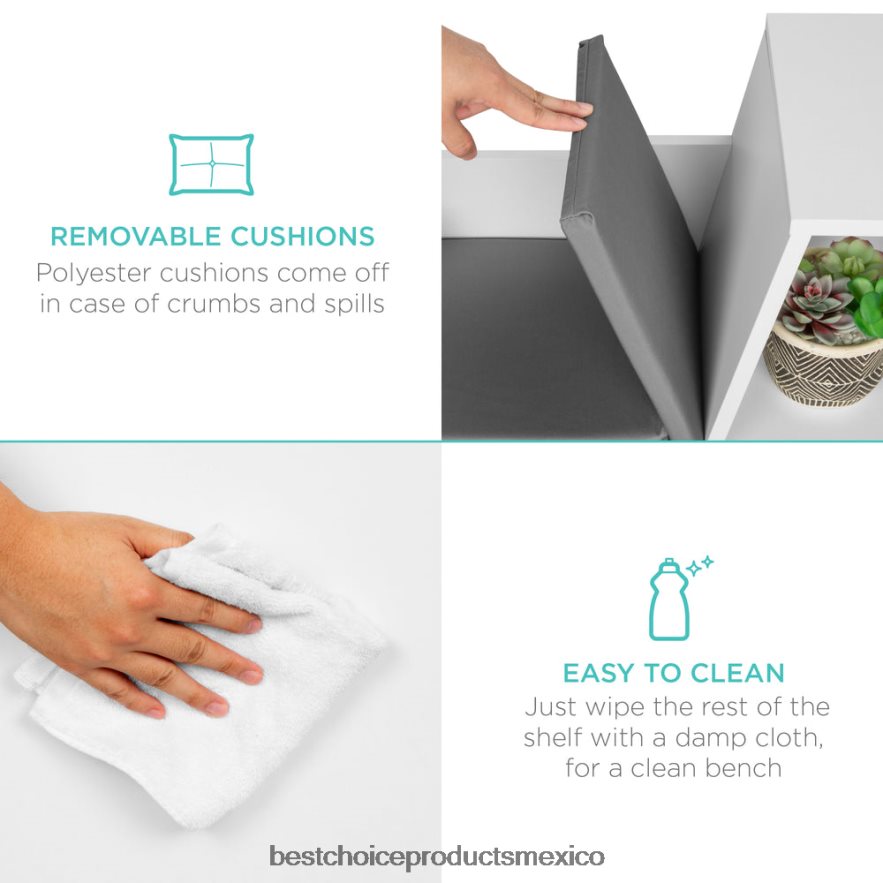 accesorio Muebles de librería infantil de 6 cubículos con rincón de lectura acolchado Best Choice Products blanco X080FZ734