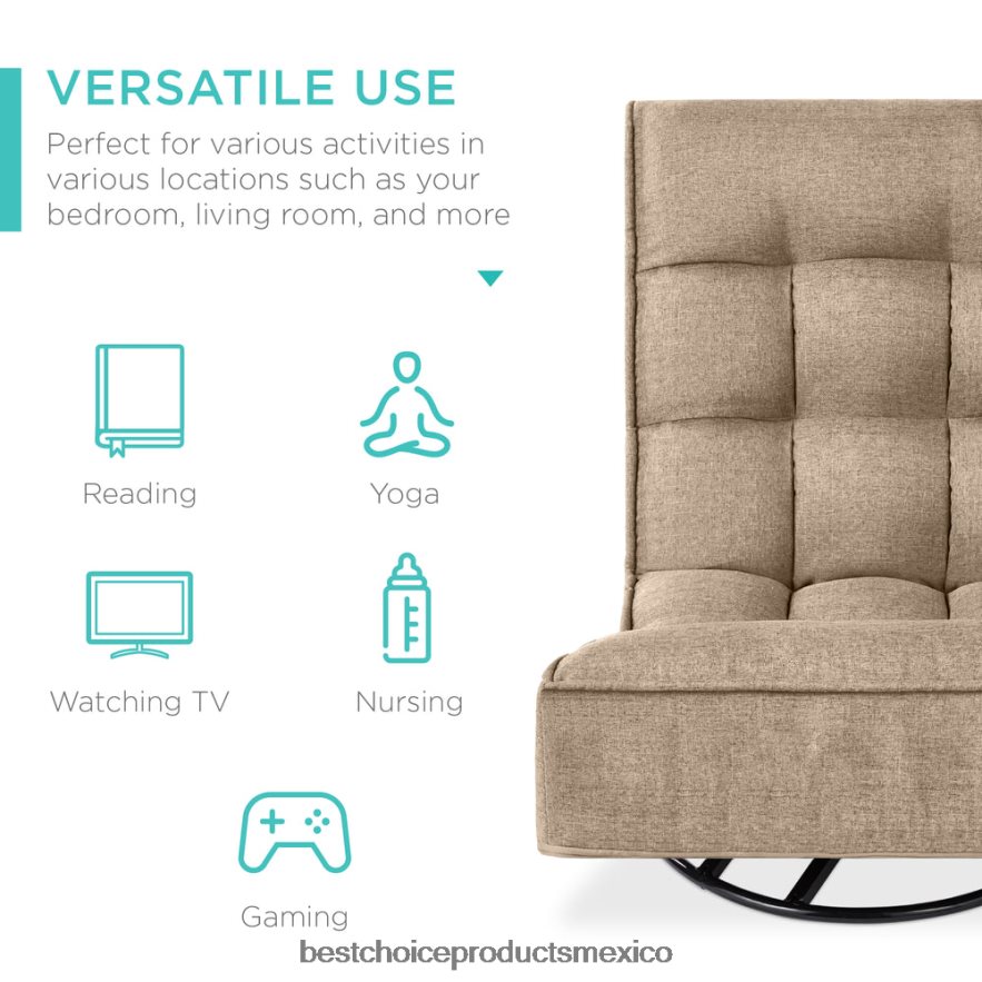 accesorio Silla de juego de piso plegable con giro de 360 ​​grados y 4 posiciones ajustables Best Choice Products broncearse X080FZ1215