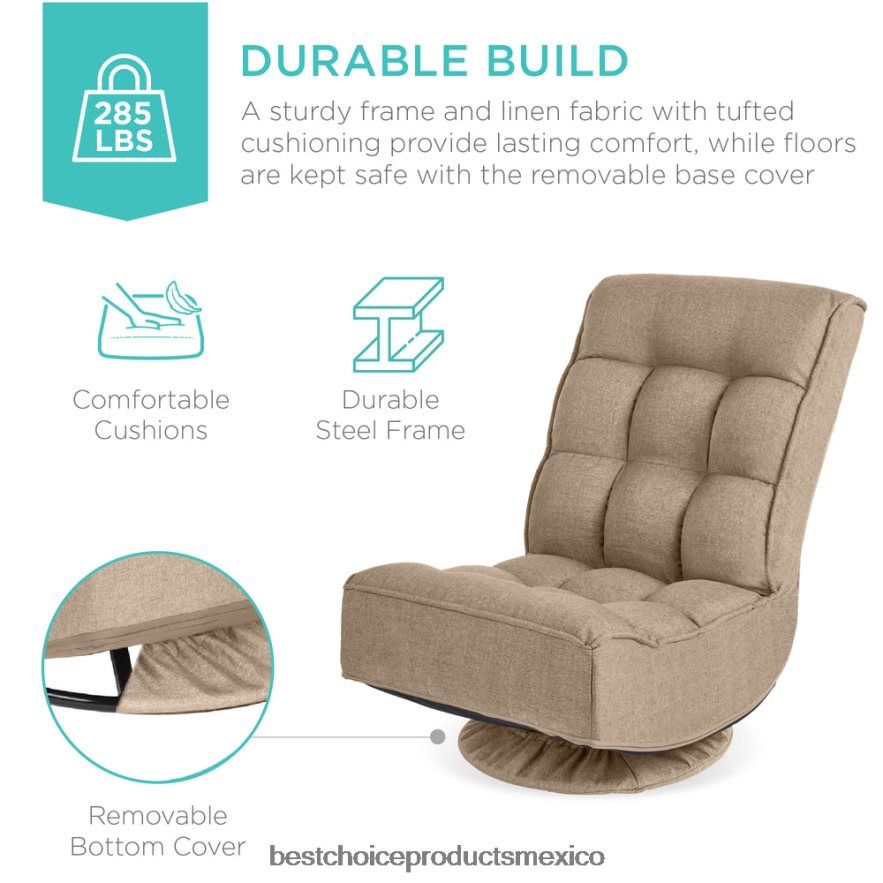 accesorio Silla de juego de piso plegable con giro de 360 ​​grados y 4 posiciones ajustables Best Choice Products broncearse X080FZ1215
