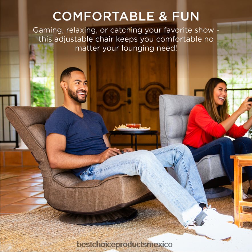 accesorio Silla de juego de piso plegable con giro de 360 ​​grados y 4 posiciones ajustables Best Choice Products café X080FZ1210