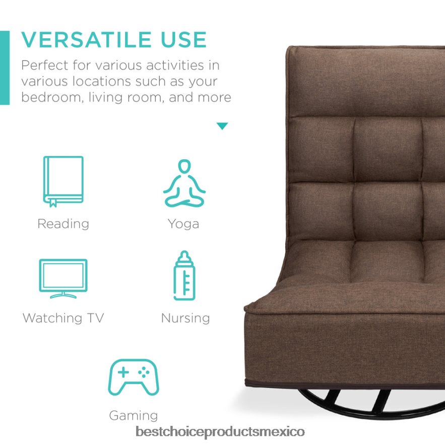 accesorio Silla de juego de piso plegable con giro de 360 ​​grados y 4 posiciones ajustables Best Choice Products café X080FZ1210