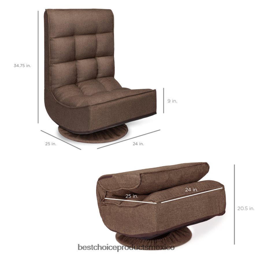 accesorio Silla de juego de piso plegable con giro de 360 ​​grados y 4 posiciones ajustables Best Choice Products café X080FZ1210
