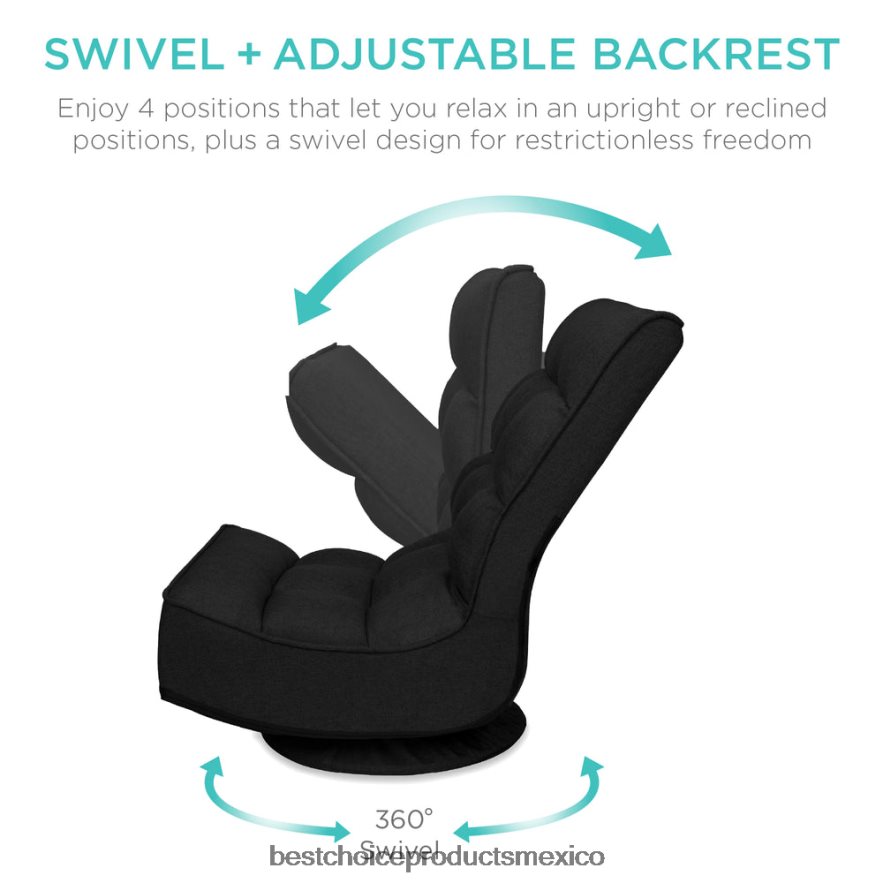 accesorio Silla de juego de piso plegable con giro de 360 ​​grados y 4 posiciones ajustables Best Choice Products negro X080FZ1209
