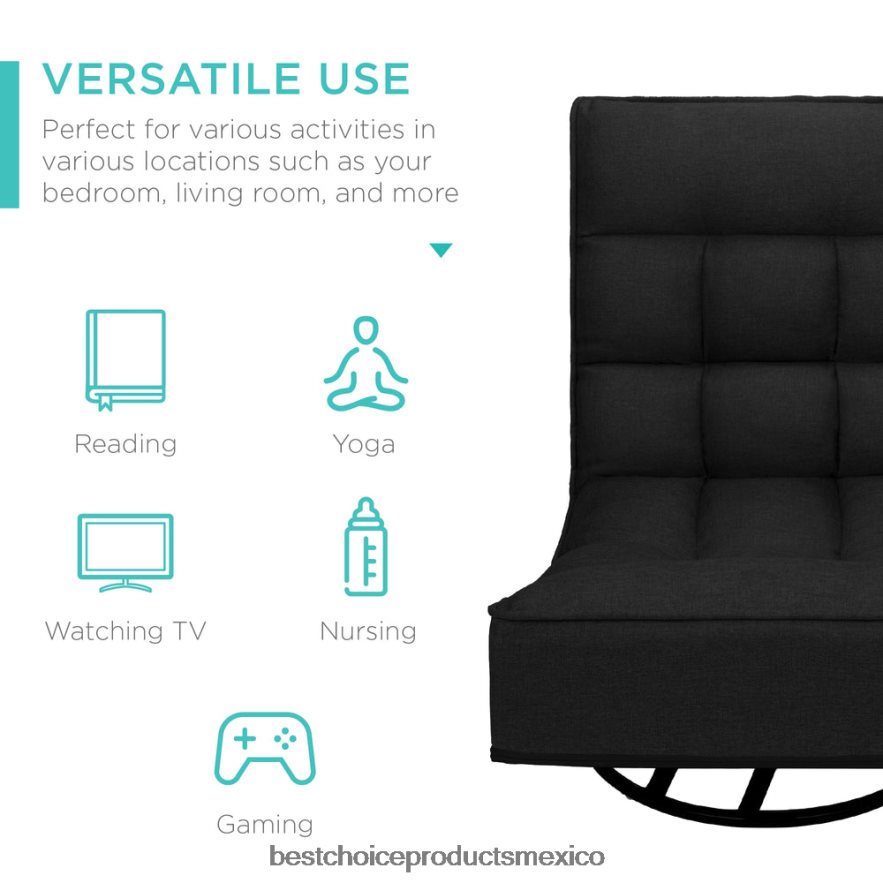 accesorio Silla de juego de piso plegable con giro de 360 ​​grados y 4 posiciones ajustables Best Choice Products negro X080FZ1209