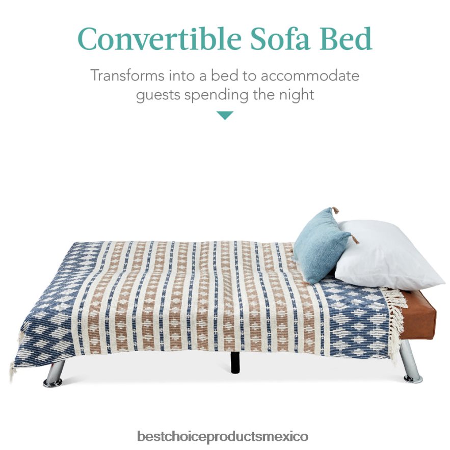 accesorio Sofá cama convertible tapizado en piel sintética futón con 2 portavasos Best Choice Products broncearse X080FZ629