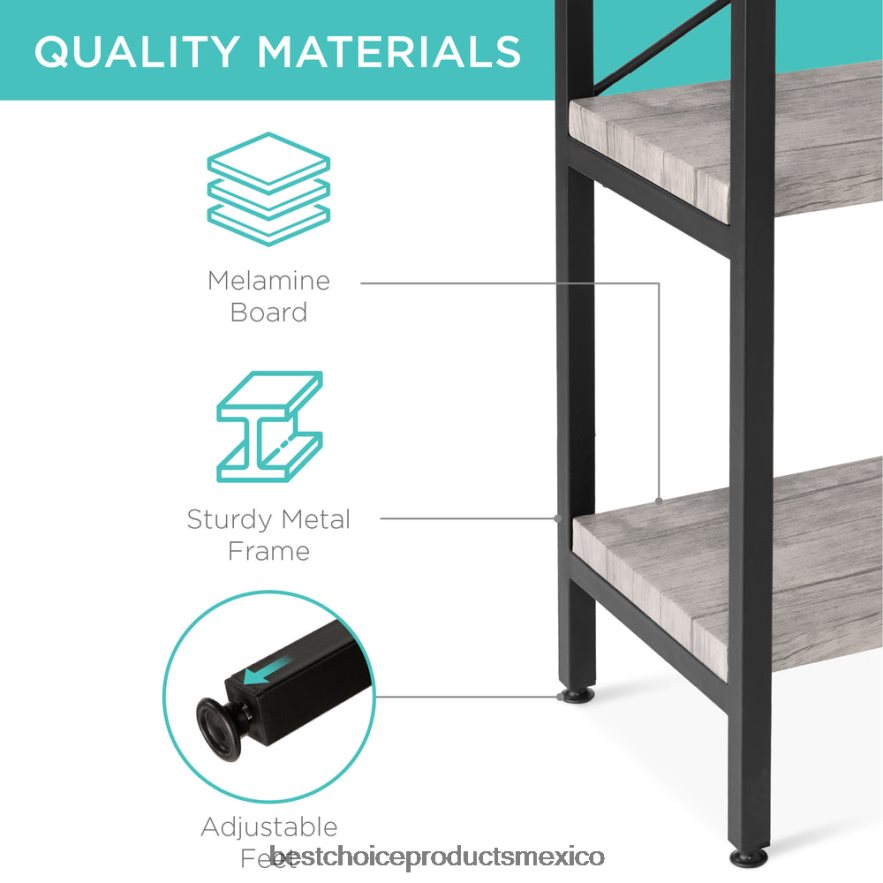 accesorio estantería industrial para sala de estar, pasarela con diseño elevado Best Choice Products gris X080FZ646