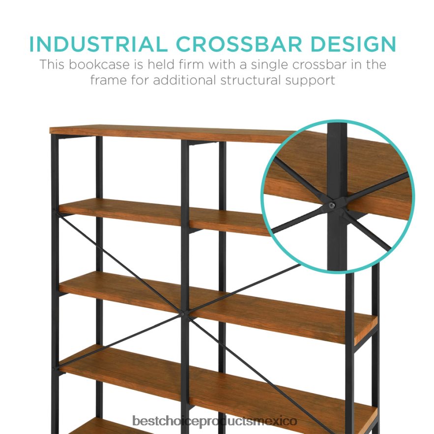 accesorio estantería industrial para sala de estar, pasarela con diseño elevado Best Choice Products marrón X080FZ645