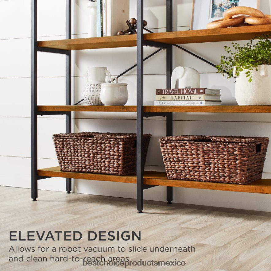 accesorio estantería industrial para sala de estar, pasarela con diseño elevado Best Choice Products marrón X080FZ645